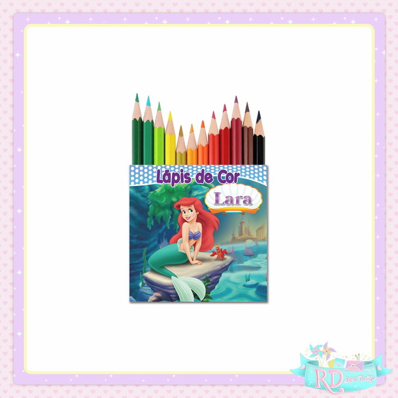 Mini Lápis De Cor A Pequena Sereia