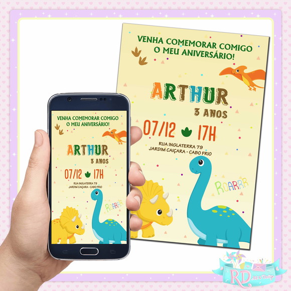 Convite Digital Dinossauro Baby