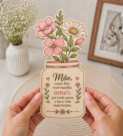 Arquivo Digital Cartão Pote de Flores com Foto Dia das Mães - Imagem 3