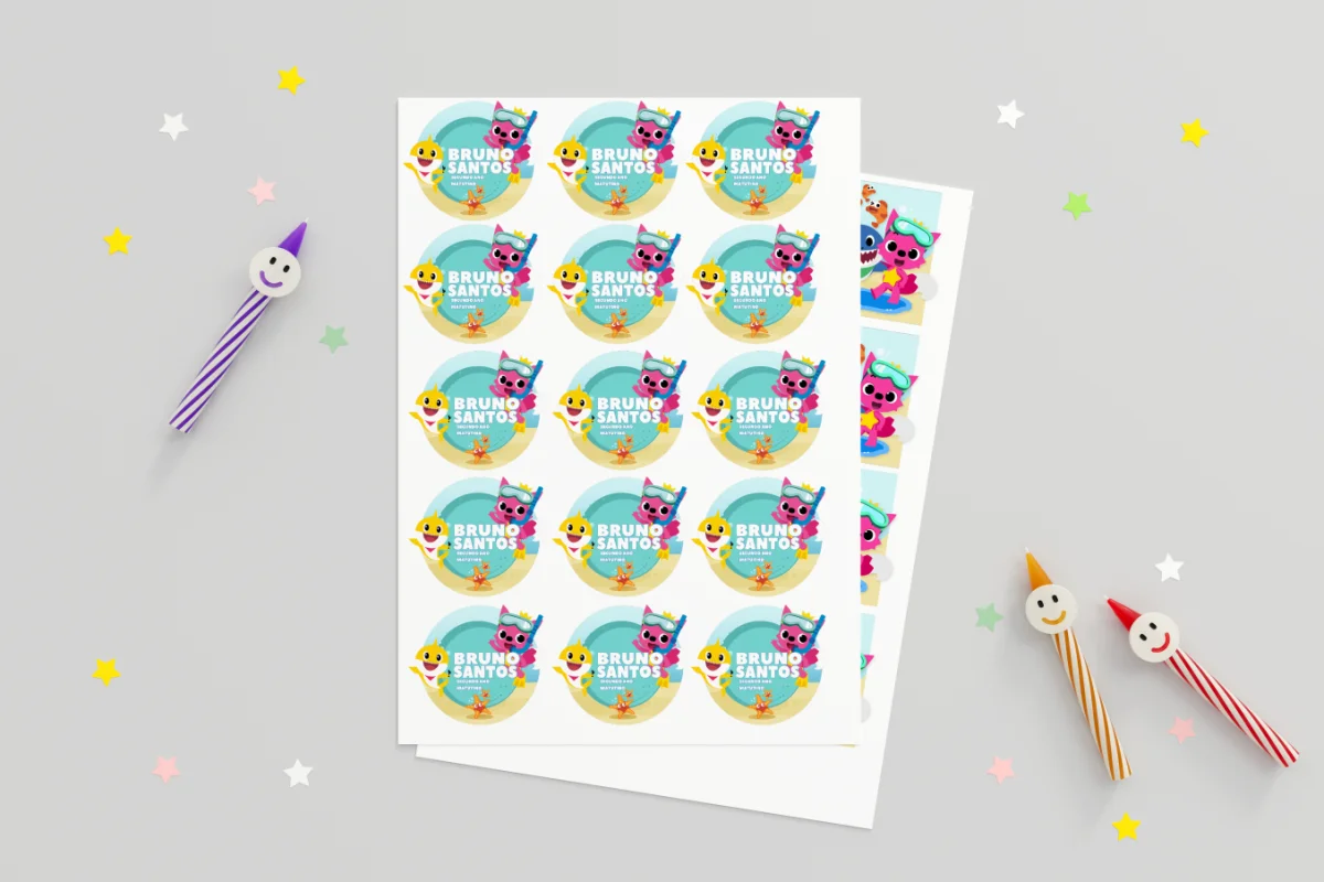 Arquivo Digital Etiquetas Escolares Baby Shark - Imagem 2