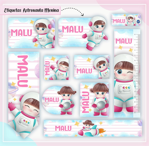 Arquivo Digital Etiquetas Escolares Atronauta Manina