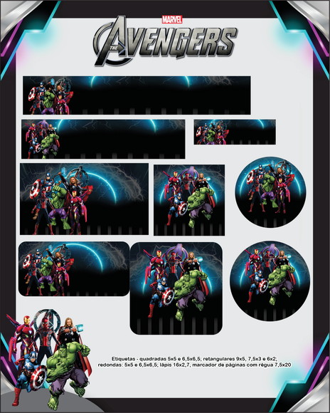 Arquivo Digital Etiquetas Escolares Avengers Vingadores - Imagem 5