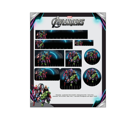 Arquivo Digital Etiquetas Escolares Avengers Vingadores - Imagem 4