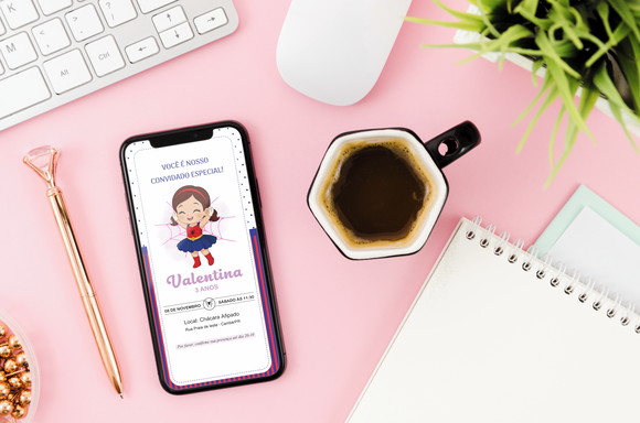 Convite Digital Menina Aranha ( Editável no Canva) - Imagem 2