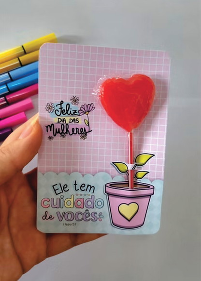 Arquivo Digital Card Porta Pirulitos Cristão Dia da Mulher - Imagem 1