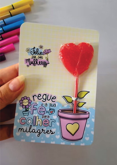Arquivo Digital Card Porta Pirulitos Cristão Dia da Mulher - Imagem 2