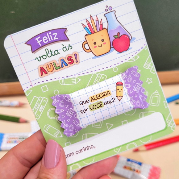 Arquivo Digital Volta as Aulas - Card com Balinhas e Pirulito