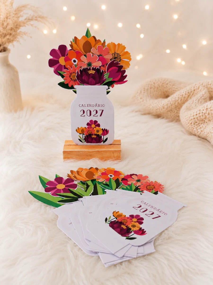 Arquivo Digital Mini Calendário 2027 - Vasinhos de Flores com base - Imagem 5