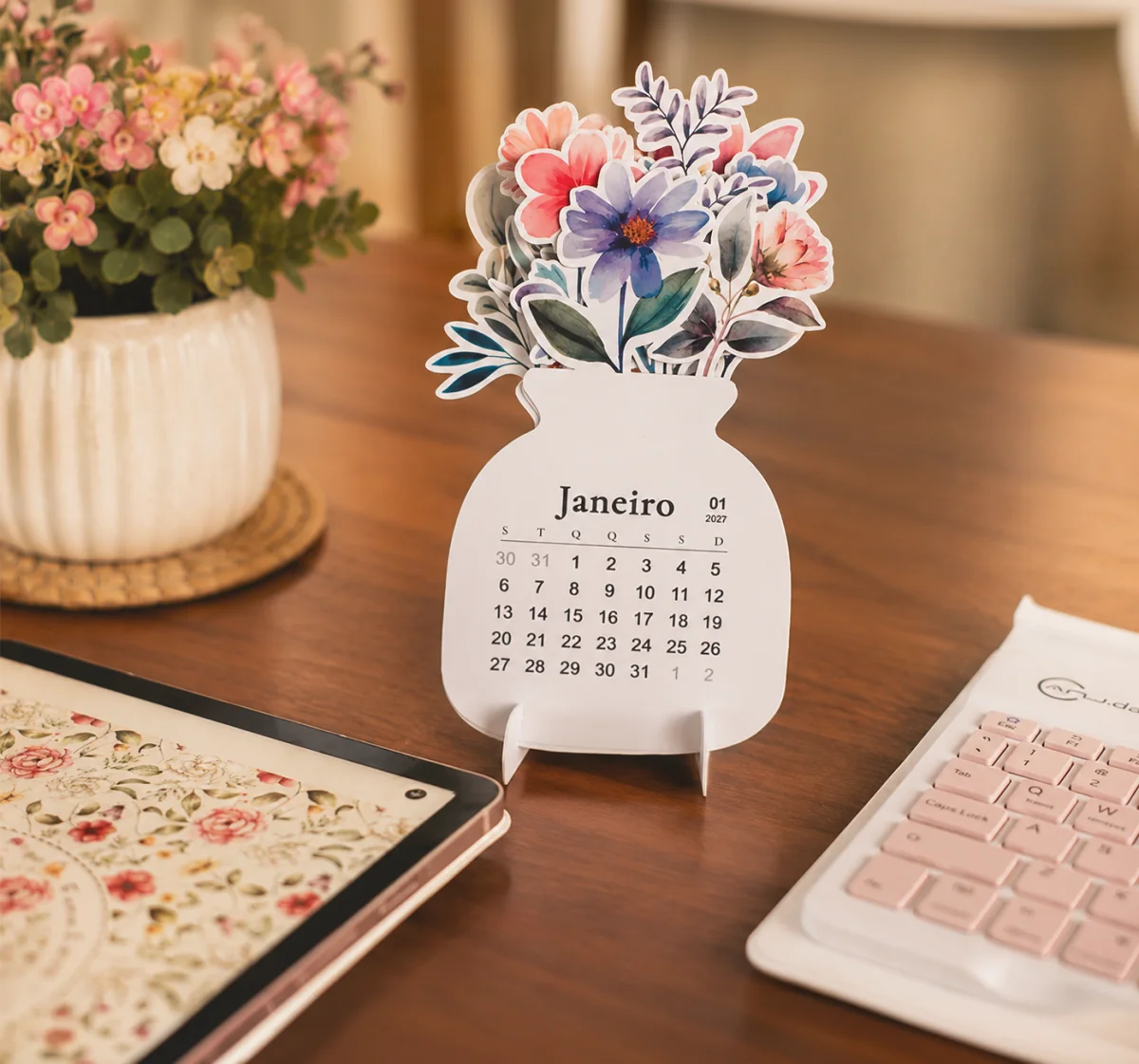 Arquivo Digital Mini Calendário Vasinhos de Flores 2027 - Imagem 2