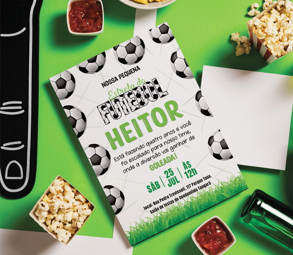 Convite Digital Estrela do Futebol (Editável no canva)
