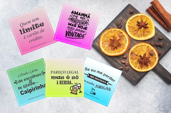 Kit Digital Card Frases para Drinks + Poster Adote Seu Copo