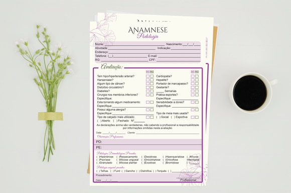 Arquivo Digital Ficha de Anamnese Podologia + Termo de Resp