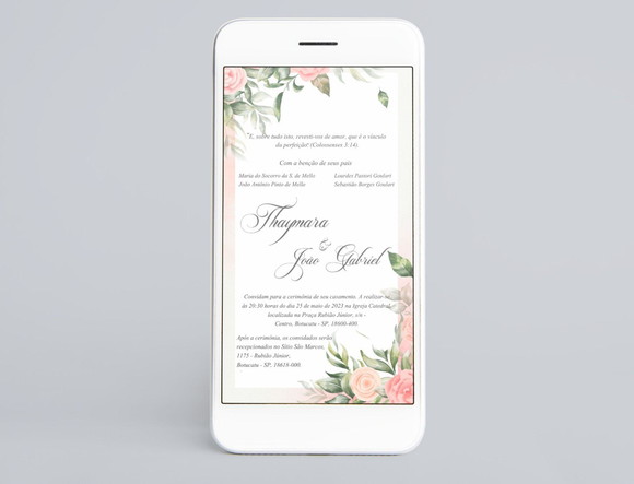 Convite digital Casamento Floral. (editado com seus dados )