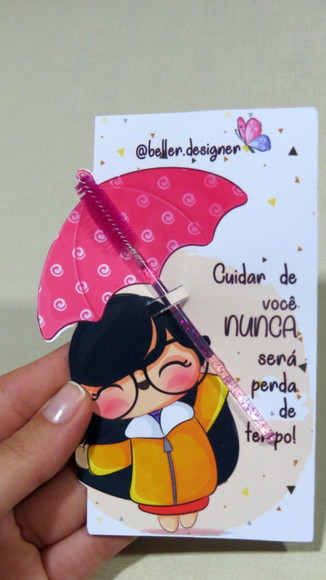 Arquivo Digital Card Porta Escova de Cílios Menina + Cuidado - Imagem 1