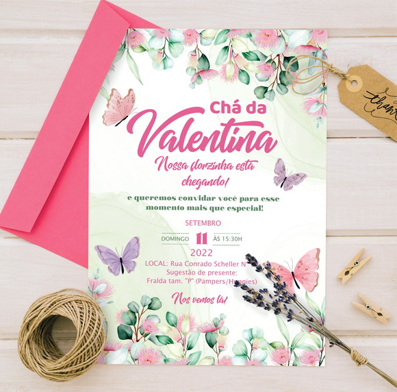 Convite Digital Borboletas (Editável no canva)