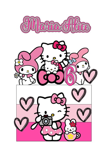 Topo de Bolo Hello Kitty