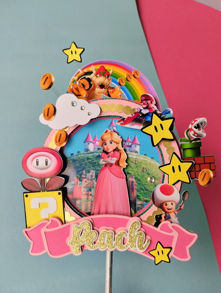 Topo de Bolo Princesa Peach