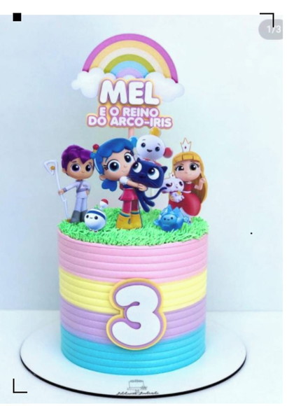 Topo de Bolo Vera e o Reino do Arco Iris