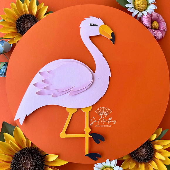 Arquivo de Corte Topo de Bolo Flamingo