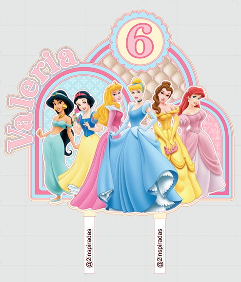 Arquivo de Corte Topo de Bolo Princesas Disney