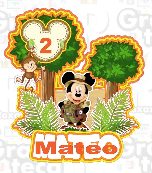 Arquivo de Corte Topo de Bolo Mickey Safari