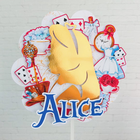 Arquivo de Corte Topo de Bolo Alice no País das Maravilhas