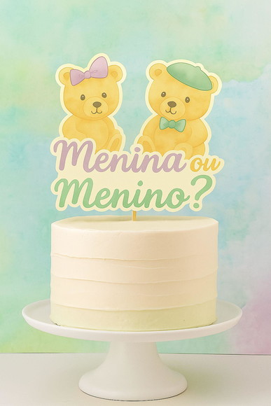 Topo de Bolo- Topos Chá Revelação - Menino ou Menina