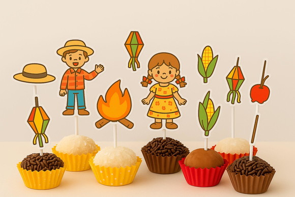 40 Topo de Docinhos - Topos de Brigadeiros - Festa Junina