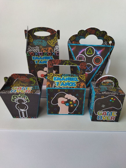 Kit Festa 15 Caixas Lembrancinhas Game