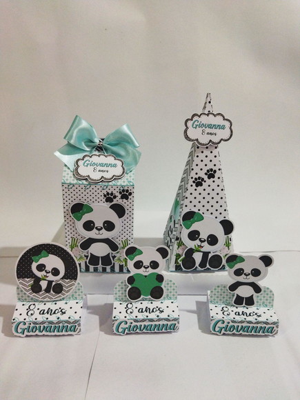 Kit Festa Urso Panda 30 Itens Lembrancinhas