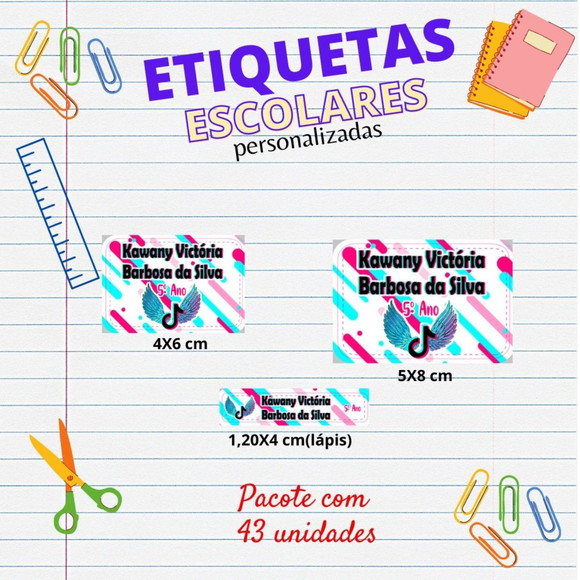 Etiquetas Escolares Kit 43 Unids Tik Tok