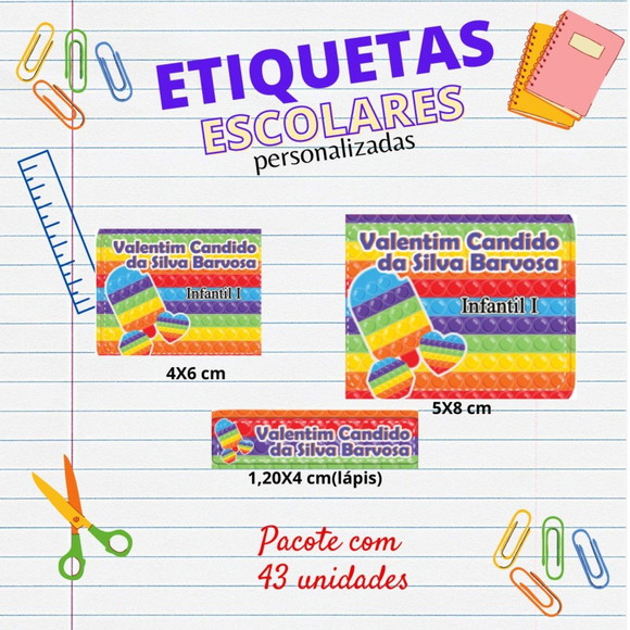 Etiquetas Escolares Kit 43 Unids Pop It