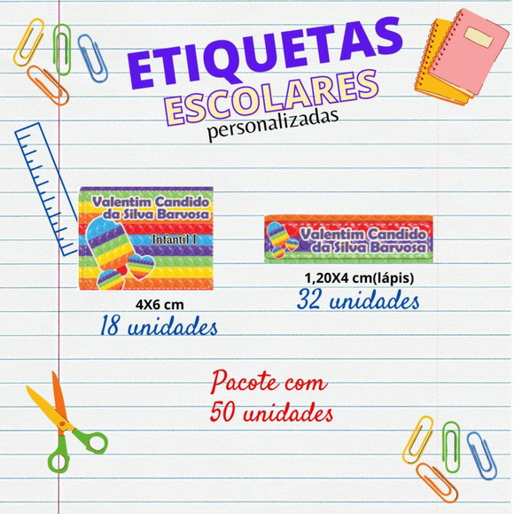 Etiquetas Escolares Kit 50 Unids Pop It