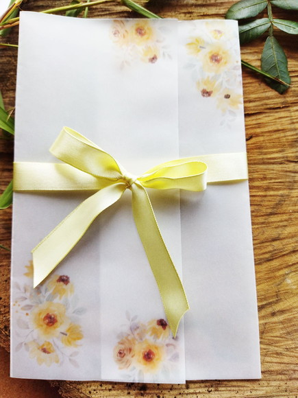 Convite Casamento Amarelo Papel Vegetal