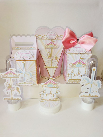 Kit Festa Carrossel Rosa Menina 50 Itens Lembrancinhas