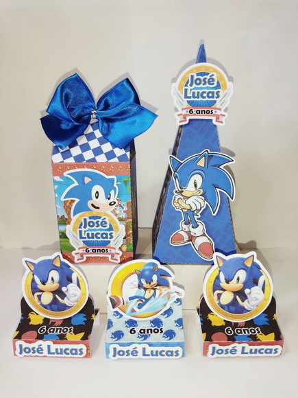 Kit festa sonic 30 itens lembrancinhas