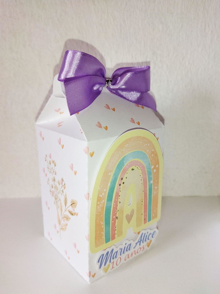 Caixa milk arco iris boho lembrancinha