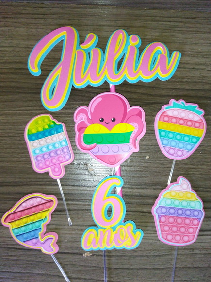 Topo de bolo Pop It rosa