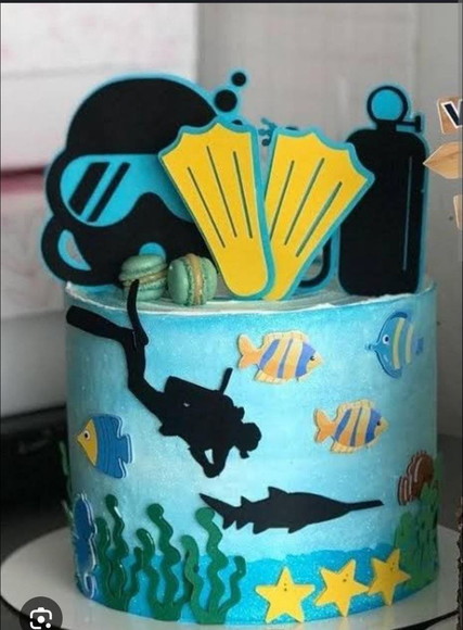 Topo de Bolo Fundo do Mar Mergulhador