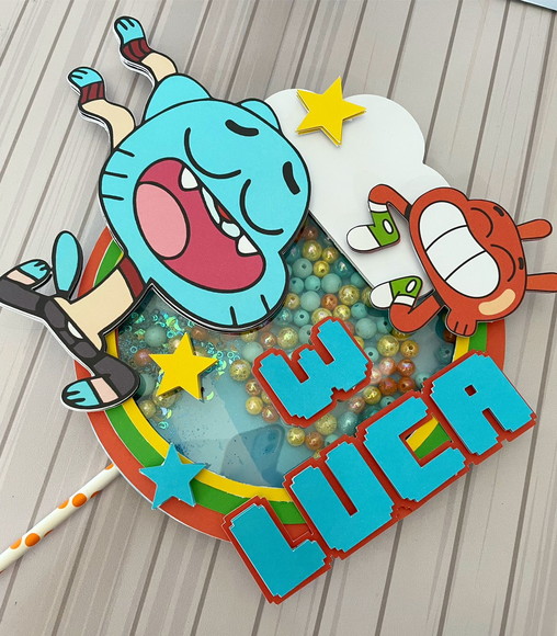 Topo de Bolo Mundo de Gumball