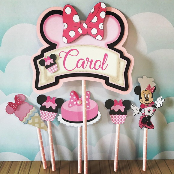Topo de Bolo Minnie Confeiteira