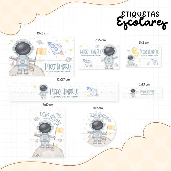 Arquivo Digital Etiqueta Escolar Astronauta
