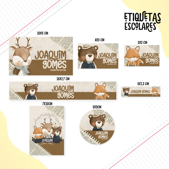 Arquivo Digital Etiqueta Escolar Animais Bosque