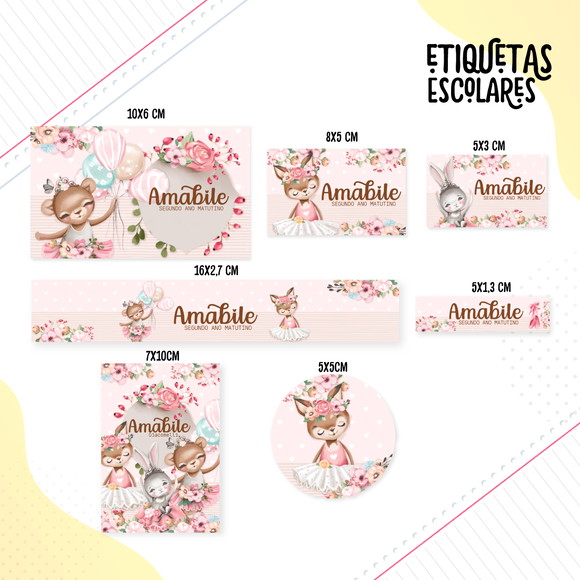 Arquivo Digital Etiqueta Escolar Bichinhos