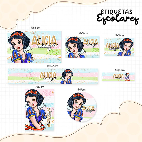 Arquivo Digital Etiqueta Escolar Branca de Neve