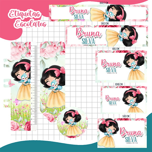 Arquivo Digital Etiqueta Escolar Branca de Neve