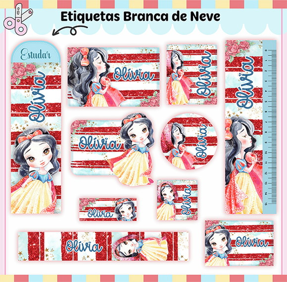 Arquivo Digital Etiqueta Escolar Branca de Neve