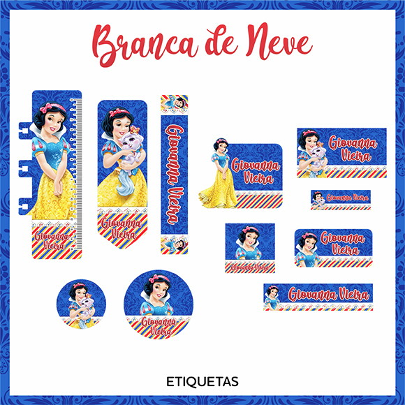 Arquivo Digital Etiqueta Escolar Branca de Neve