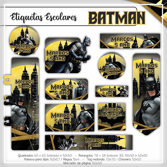 Arquivo Digital Etiqueta Escolar Batman