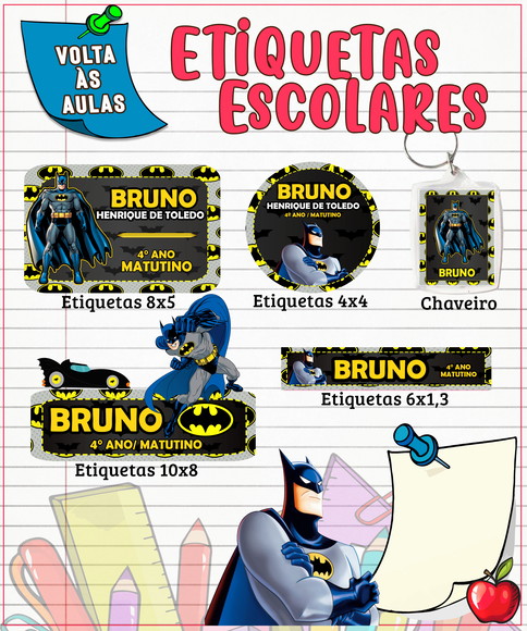 Arquivo Digital Etiqueta Escolar Batman